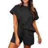 2 Piece Outfits for Women Lightweight Matching Lounge Sets Women's Summer 2 Piece Outfits Lounge Sets Ribbed Knit Short Sleeve Loose Top and Bodycon Shorts Pajamas Set 2024 view 1