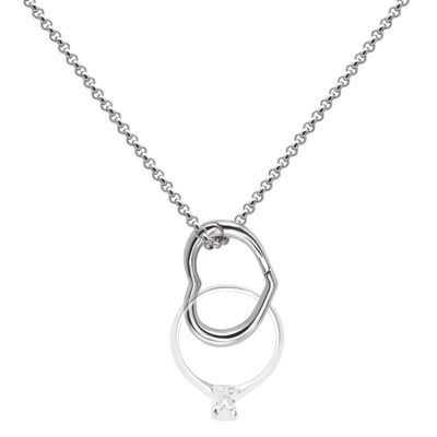 Adjustable Ring Holder Necklaces for Mom, Cute Heart Stainless Steel Wedding Engagement Ring Chain for Women Men (Stainless Steel)
