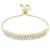 Amazon Essentials 14K Gold Plated Crystal Double Row Adjustable Bracelet, One Size view 1