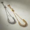 Amazon Essentials 14K Gold Plated Crystal Double Row Adjustable Bracelet, One Size view 2
