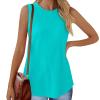 slqdgmryz Ribbed Tank Tops for Women 2025 Crewneck Knit Summer Sleeveless Shirts Plain Curved Hem Loose Athletic Cute Long Tunic Tops Womens Tank Top Workout Tanks for Women, Turquoise, Xx-Large view 2