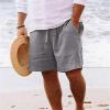today 2024 Mens Shorts Summer Casual Cotton Linen Shorts Drawstring Elastic Waist Beach Shorts With Pockets Outdoor Fashion clearance of sales today deals prime Gray XL view 2
