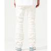 SWJGLITTR Men's Stacked Frayed Straight Jeans Hip Hop Ripped Regular Fit Jean Ripped Raw Hem Streetwear Denim Trouser (White,Large) view 2