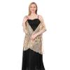 Sanmoury Women's 1920s Sequin Shawl Wraps Fringe Glittering Cape Scarf For Evening Wedding Party (Beige Gold) view 3