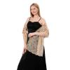 Sanmoury Women's 1920s Sequin Shawl Wraps Fringe Glittering Cape Scarf For Evening Wedding Party (Beige Gold) view 4