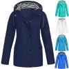 Womens Rain Jacket With Hood Waterproof Lightweight Raincoat Zip Up Long Sleeve Windbreaker Hiking Travel Trench Coats view 3