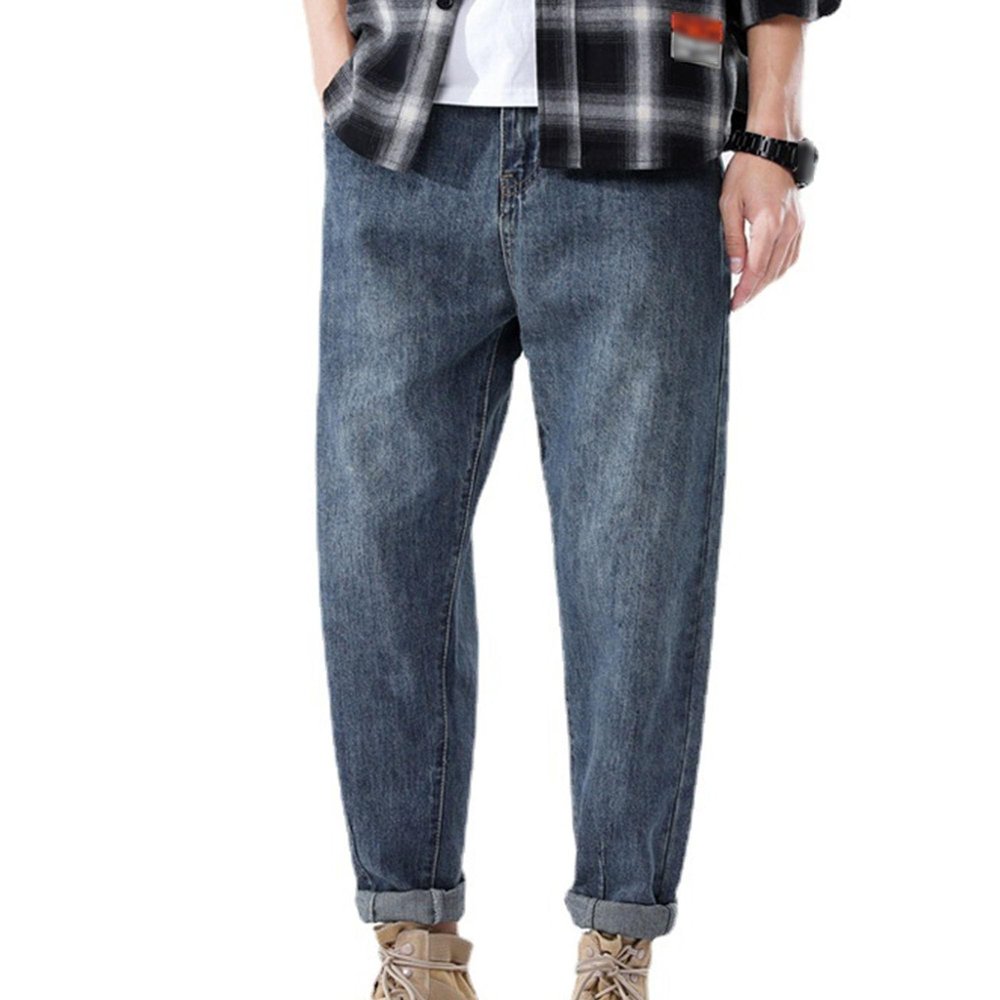 SWJGLITTR Men's Straight Leg Harlan Jeans Casual Loose Big Tall Denim Pants Regular Fit Tapered Leg Jean (Blue 1,40)