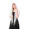 Sanmoury Women's Triangle Lace Shawls Wraps For Bride Wedding Floral Lightweight Fringe Scarf For Evening Party Dress (White) view 2