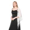 Sanmoury Women's Triangle Lace Shawls Wraps For Bride Wedding Floral Lightweight Fringe Scarf For Evening Party Dress (White) view 3
