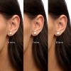 Abbie+Cleo Cultured freshwater white pearl stud earrings - Pendientes de Perlas - womens pearl earrings - 925 sterling silver earrings studs - butterfly clasp (Yellow - Button - 6mm) view 4
