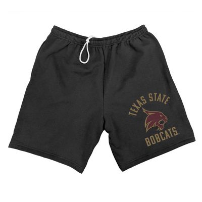 Texas State University Officially Licensed Apparel - Collegiate Arched Text Mens Sweat Shorts, Black, Small