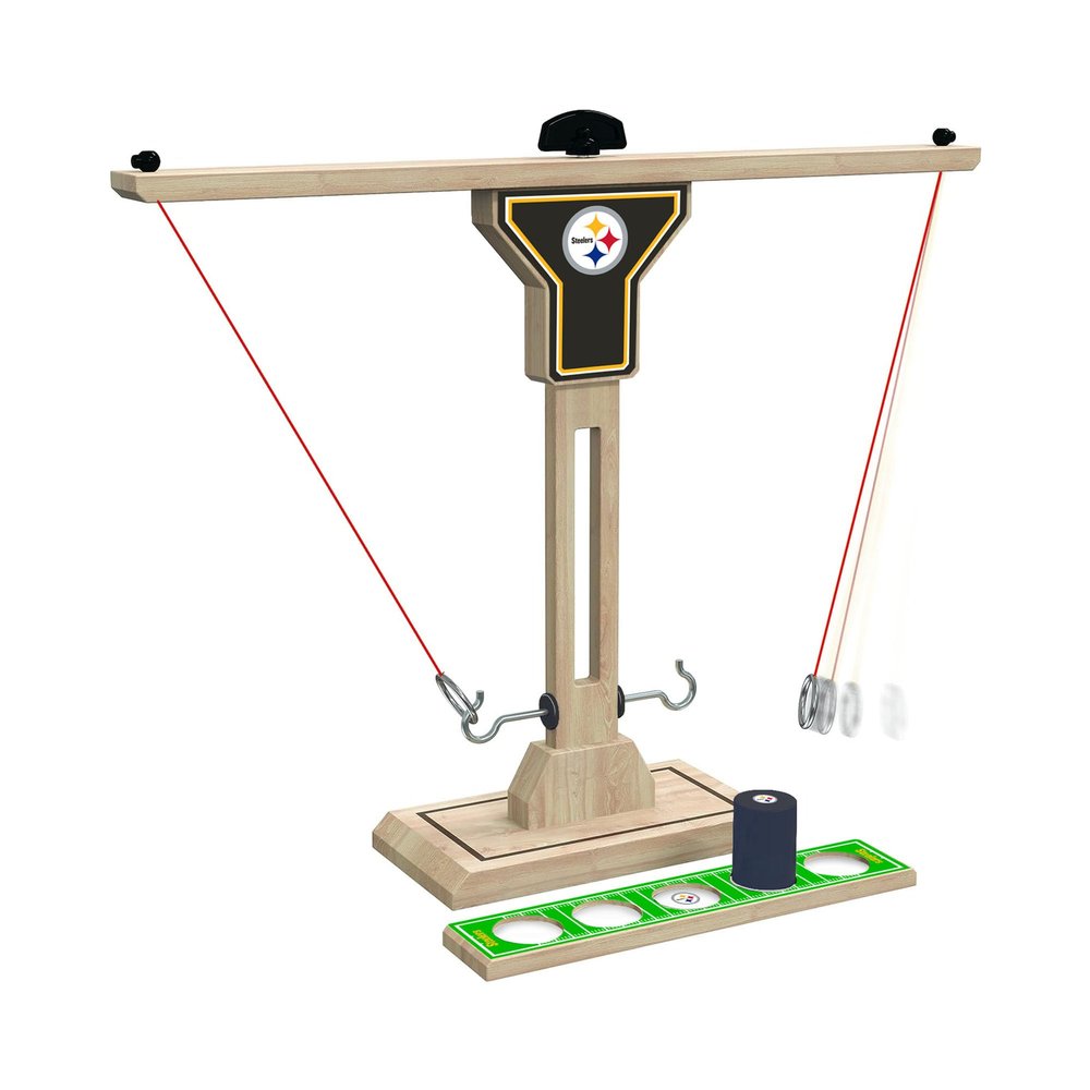 Wild Sports NFL Pittsburgh Steelers Wooden Ring Swing Battle - Head-to-Head Ring Toss Hook & Ring Game for NFL Fans