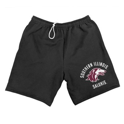 Southern Illinois University Officially Licensed Apparel - Collegiate Arched Text Mens Sweat Shorts, Black, Small