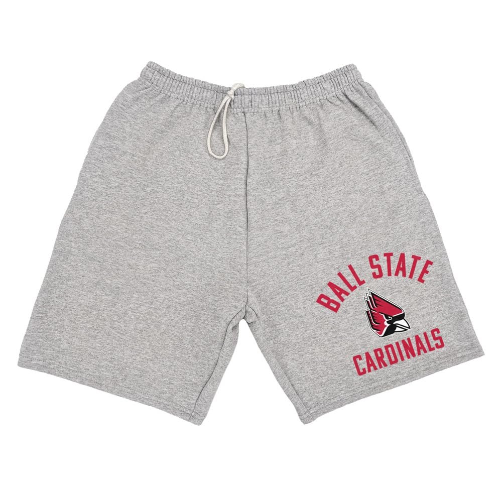 Ball State University Officially Licensed Apparel - Collegiate Arched Text Mens Sweat Shorts, Athletic Heather, 2X-Large