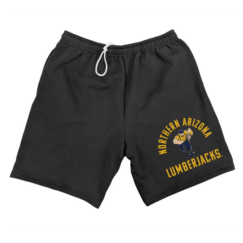 Northern Arizona University Officially Licensed Apparel - Collegiate Arched Text Mens Sweat Shorts, Black, Medium