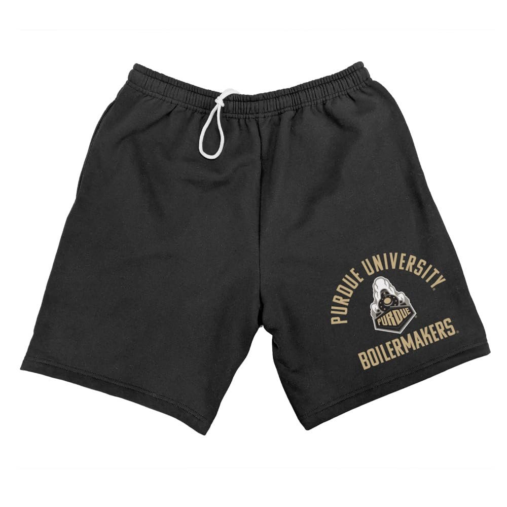 Purdue University Officially Licensed Apparel - Collegiate Arched Text Mens Sweat Shorts, Black, 2X-Large