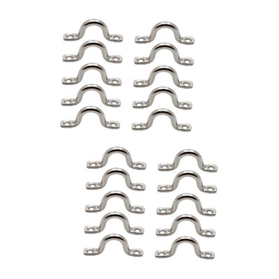 Milisten 30 Pcs Eye Loop Boat Bimini Pad Staple Ring Hook Boat Handles Plate Staple Ring Saddle Clip, 5x4.4 cmx2pcs, Silverx2pcs, 223427C13038D