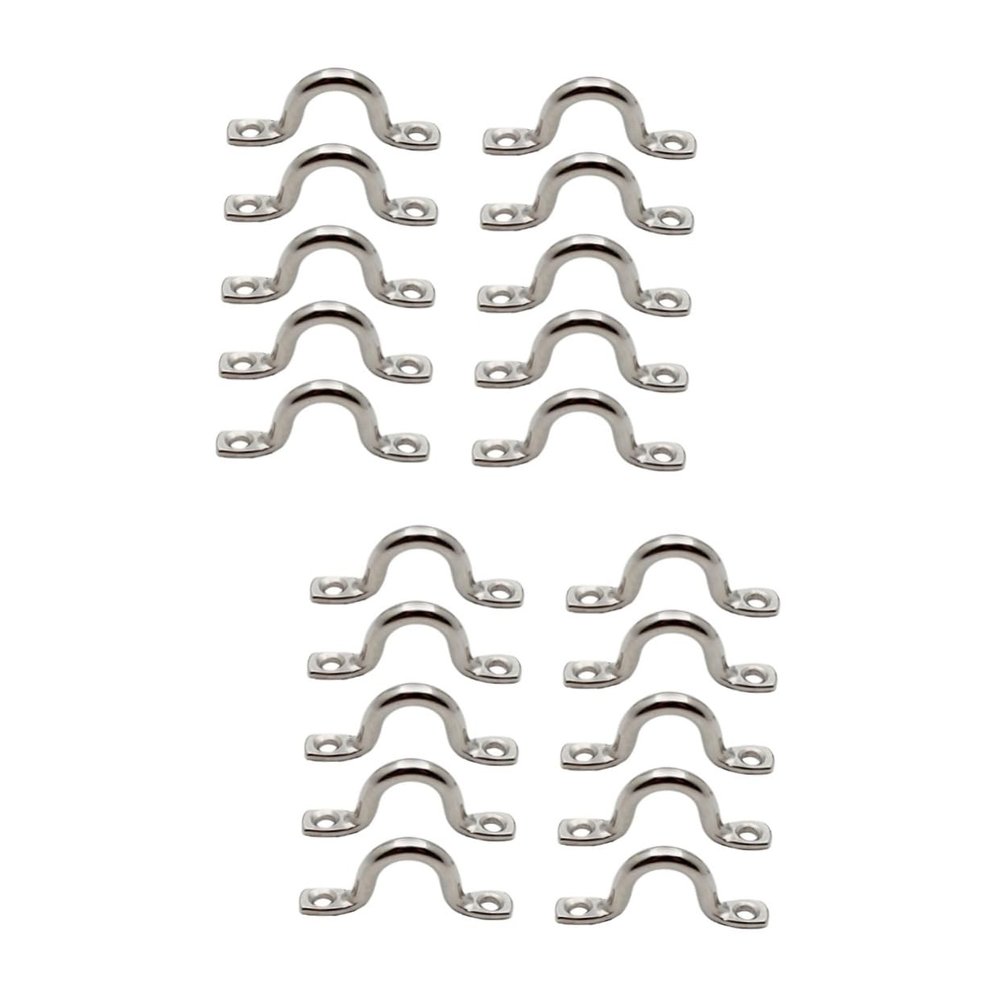 Milisten 30 Pcs Eye Loop Boat Bimini Pad Staple Ring Hook Boat Handles Plate Staple Ring Saddle Clip, 5x4.4 cmx2pcs, Silverx2pcs, 223427C13038D