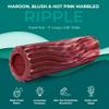 Oceanfoam Ripple Travel Foam Roller (11" x 3.35") Firm Mini Foam Roller for Physical Therapy, Deep Tissue Massage, Back Pain - High Density, Wave Textured - Yoga (Maroon, Blush & Hot Pink Marbled) view 3