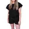 2 Piece Outfits for Women Lightweight Matching Lounge Sets Summer Outfits for Women 2 Piece Short Sleeve V Neck Lounge Sets Casual Matching Shorts Vacation Beach Sets view 1