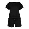 2 Piece Outfits for Women Lightweight Matching Lounge Sets Summer Outfits for Women 2 Piece Short Sleeve V Neck Lounge Sets Casual Matching Shorts Vacation Beach Sets view 4