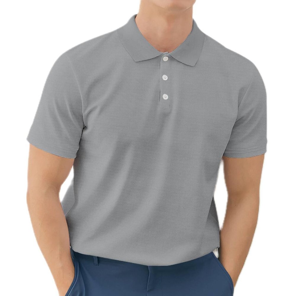 Ymosrh Polo Slim Fit T Shirts for Men, Short Sleeve Solid Color Golf Shirt Fashion Casual Work Collar T-Shirt Shirt (XXL, Light Gray)
