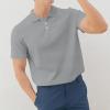 Ymosrh Polo Slim Fit T Shirts for Men, Short Sleeve Solid Color Golf Shirt Fashion Casual Work Collar T-Shirt Shirt (XXL, Light Gray) view 3