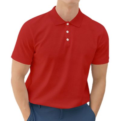 Ymosrh Men's Polo Shirts Short Sleeve, Solid Color Golf Shirt Fashion Casual Work Collar T-Shirt Mens Fitted Shirts (M, Red)
