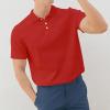 Ymosrh Men's Polo Shirts Short Sleeve, Solid Color Golf Shirt Fashion Casual Work Collar T-Shirt Mens Fitted Shirts (M, Red) view 3