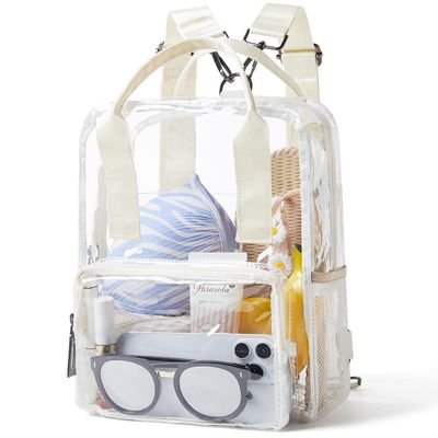 Bluome Clear Bag For Stadium Events 12612 Clear Stadium Bag Backpack Tote for Concert Approved Sports,Beige