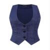 Allegra K Vintage Vest for Women's Button Up Jacquard Steampunk Suit Waistcoat with Pockets XX-Large Dark Blue view 1