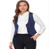 Allegra K Vintage Vest for Women's Button Up Jacquard Steampunk Suit Waistcoat with Pockets XX-Large Dark Blue view 4