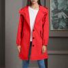 NineFit Basics Waterproof Jackets for Women Lightweight Rain Jacket Lightweight Hooded Long Raincoat Outdoor Travel Windbreaker, 3X-Large, 01 Red view 2