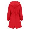 NineFit Basics Waterproof Jackets for Women Lightweight Rain Jacket Lightweight Hooded Long Raincoat Outdoor Travel Windbreaker, 3X-Large, 01 Red view 4