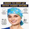 Scrub Caps for Women & Men - Tie Back & Ponytail Hat - Washable & Breathable Material - Surgical Cap for Nurse, Doctor, Vet (US, Alpha, One Size, Ponytail, Dinosaurs) view 3