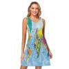 ALAZA Blue World Map Women Summer Dresses Casual Sleeveless Sundress with Pockets Tank Dress M view 1