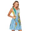 ALAZA Blue World Map Women Summer Dresses Casual Sleeveless Sundress with Pockets Tank Dress M view 2