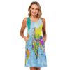 ALAZA Blue World Map Women Summer Dresses Casual Sleeveless Sundress with Pockets Tank Dress M view 3