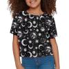 Fishoutleap Moon Girls Crop T Shirts Size 9-10 Sun Dance Yoga Top Casual Short Sleeve Pullover Top Crewneck Athletic Gym Sport Top for School Theme Party view 2