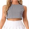 Allegra K Ginham Top for Women's Sleeveless 1950s Vintage Summer Blouse Small Black view 1