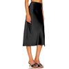 Midi Silk Skirt Women's Spring Summer Satin High Waist Side Split Ruffle A-line Long for Beach Attire Evening Party Prom Gown Reception Holiday Resort Trendy Black L view 2