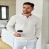 COOFANDY Mens Knit Polo Shirts Long Sleeve Sweater Casual Polo Shirts Lightweight Collared T Shirts, White, X-Large view 4
