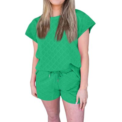 2 Piece Outfits for Women Lightweight Matching Lounge Sets Loose Fit Casual Short Sleeve Shirts for Women Workout Shorts Matching Shorts Vacation Beach Sets