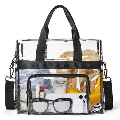 Bluome Clear Bag For Stadium Events 12612 Clear Stadium Bag Crossbody Tote Transparent for Concert Approved Sports,Black