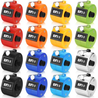 Kathfly 16 Pcs Handheld Clicker Counter 4 Digit Mechanical Tally Counter Assorted Color Pitch Palm for Counting Numbers Knitting Coaching Golf Lap Fishing School Sports Event(Bright Color)