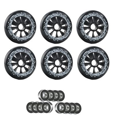 GXBHSP 6 Pack Inline Skate Wheels 90mm 100mm 110mm Inline Wheels Replacemnet with ABEC-9 Bearings 85A Hardness Increased Speed and High-Grip Performance (Black,90mm)