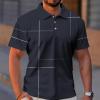 Ymosrh Mens Shirts Short Sleeve, Graphic Summer Polo Tshirts Short Sleeve Lightweight Business Casual Work Golf Shirt Short (XXL, Navy) view 2