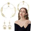 Golden Leaf Moon Star Halo Headpiece & Earrings For Boho Goddess, Bridal Wedding Costume Party Accessories For Women view 4