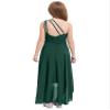 YONGHS Kids Girls One Shoulder Formal Dress Ruched Chiffon High Low Hem Wedding Party Flower Girl Dress Army Green 14 Years view 2