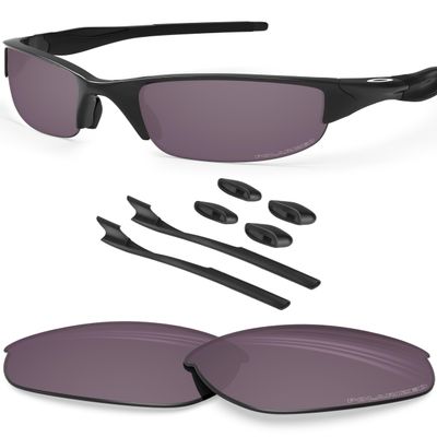 BLAZERBUCK Anti-salt Polarized Replacement Lenses & Sock Kit for Oakley Half Jacket 2.0 OO9144/Half Jacket 2.0 Asian Fit OO9153 - Grey Iridium